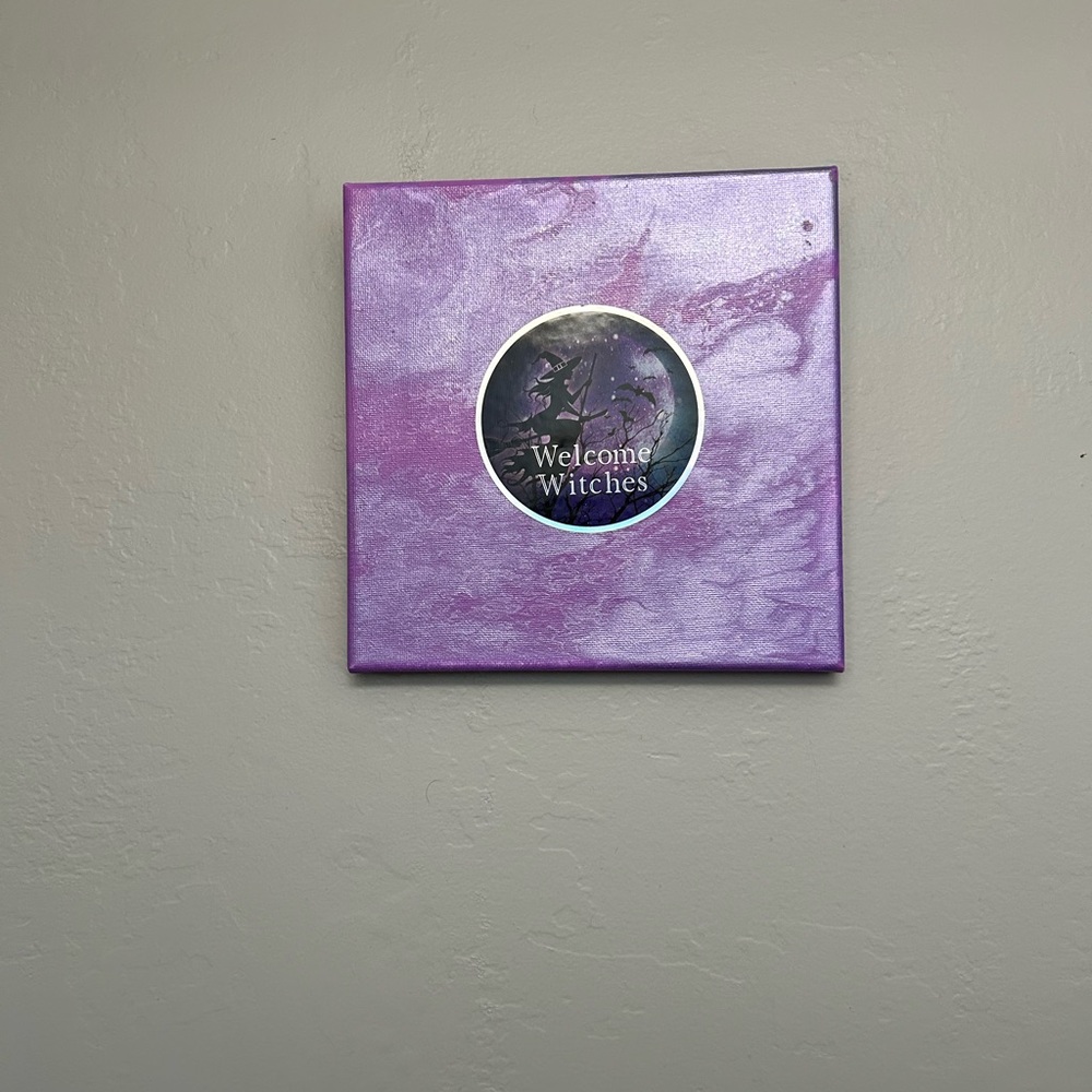 Original Purple Welcome Witches  Painting 8x8